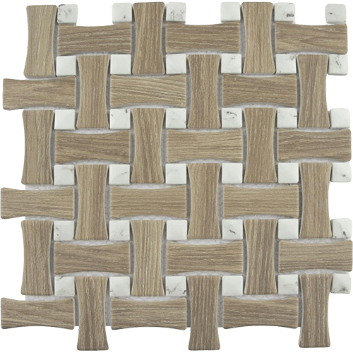 Llama Dog Bone Basketweave Noce/Calacatta Dot