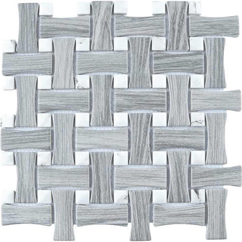 Llama Dog Bone Basketweave Silver Smoke/Calacatta Dot