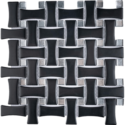 Metro Dog Bone Basketweave Matte Black/Silver Glass Dot