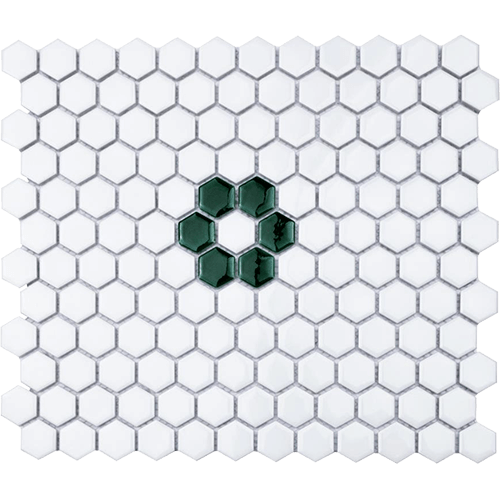 Metro Ion 1" Hex Emerald Single Flower w/ Glossy White