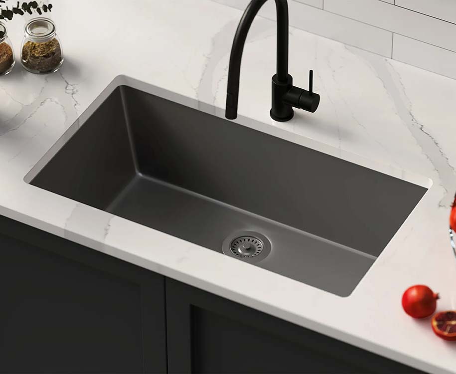 PL-100 Gunmetal Granite Composite Topmount Undermount Kitchen Sink 33″ x 20.87″ x 9.45″
