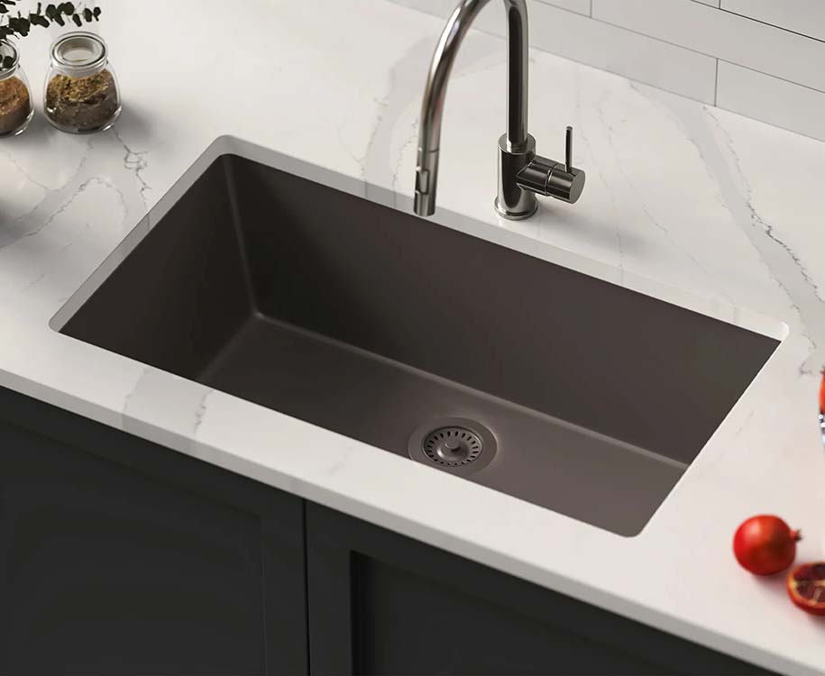 PL-100 Mocha Granite Composite Topmount Undermount Kitchen Sink 33″ x 20.87″ x 9.45″
