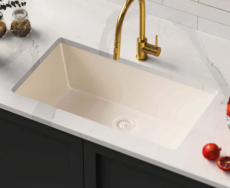 PL-100 Sand Granite Composite Topmount Undermount Kitchen Sink 33″ x 20.87″ x 9.45″