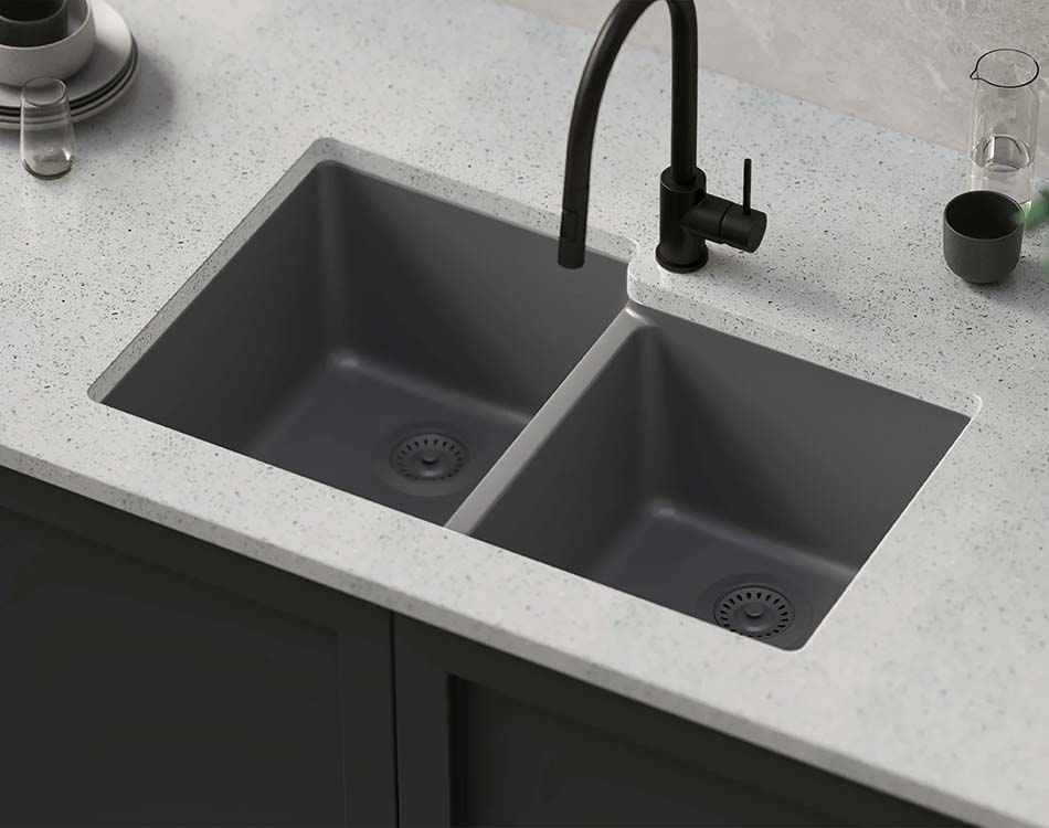 PL-175 Chroma Granite Composite Topmount/Undermount Kitchen Sink 33" x 22" x 9.49"