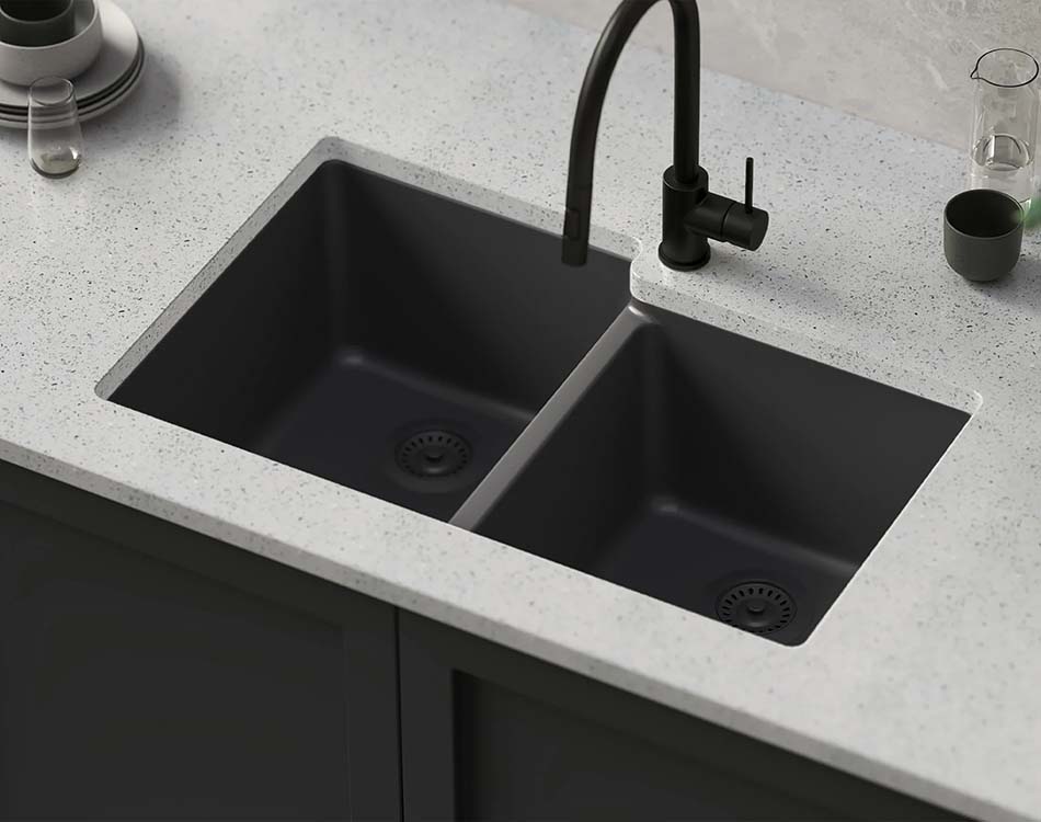 PL-175 Onyx Granite Composite Topmount/Undermount Kitchen Sink 33" x 22" x 9.49"