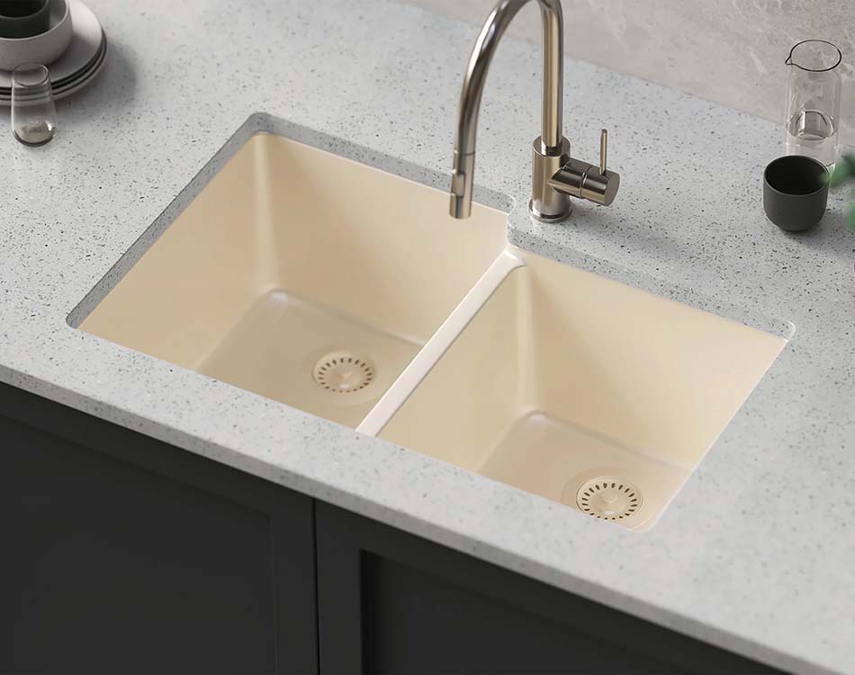 PL-175 Sand Granite Composite Topmount/Undermount Kitchen Sink 33" x 22" x 9.49"