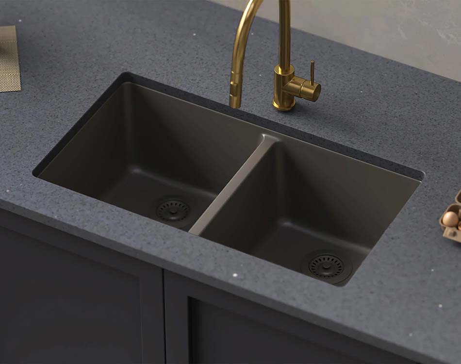 PL-200 Concrete Granite Composite Topmount/Undermount Kitchen Sink 33" x 22" x 9.49"