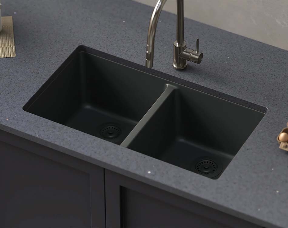 PL-200 Gunmetal Granite Composite Topmount/Undermount Kitchen Sink 33" x 22" x 9.49"