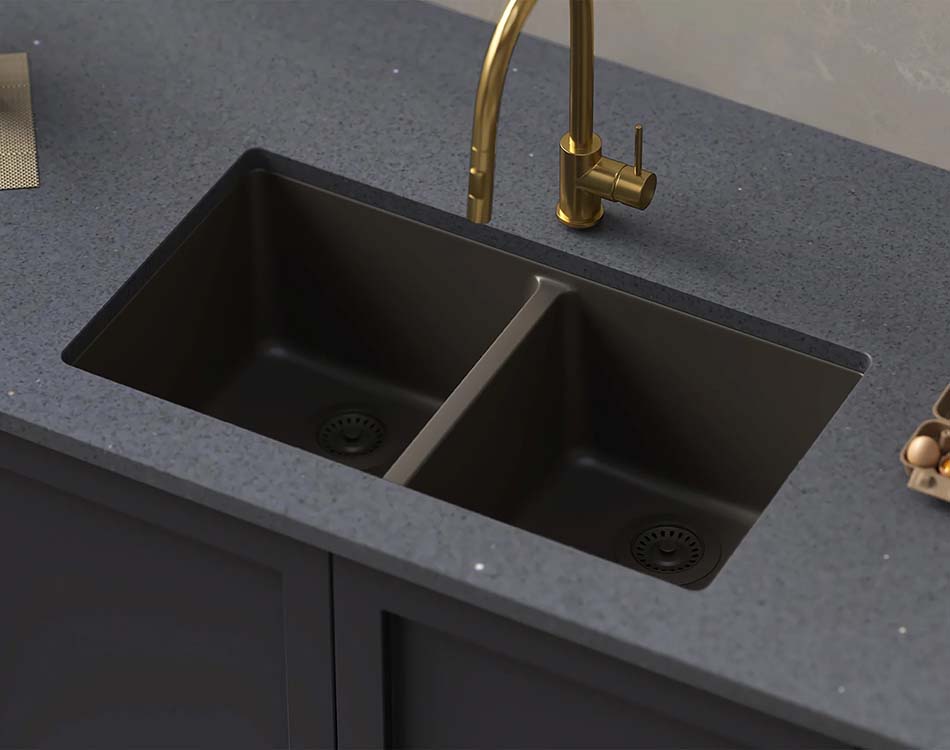 PL-200 Mocha Granite Composite Topmount/Undermount Kitchen Sink 33" x 22" x 9.49"