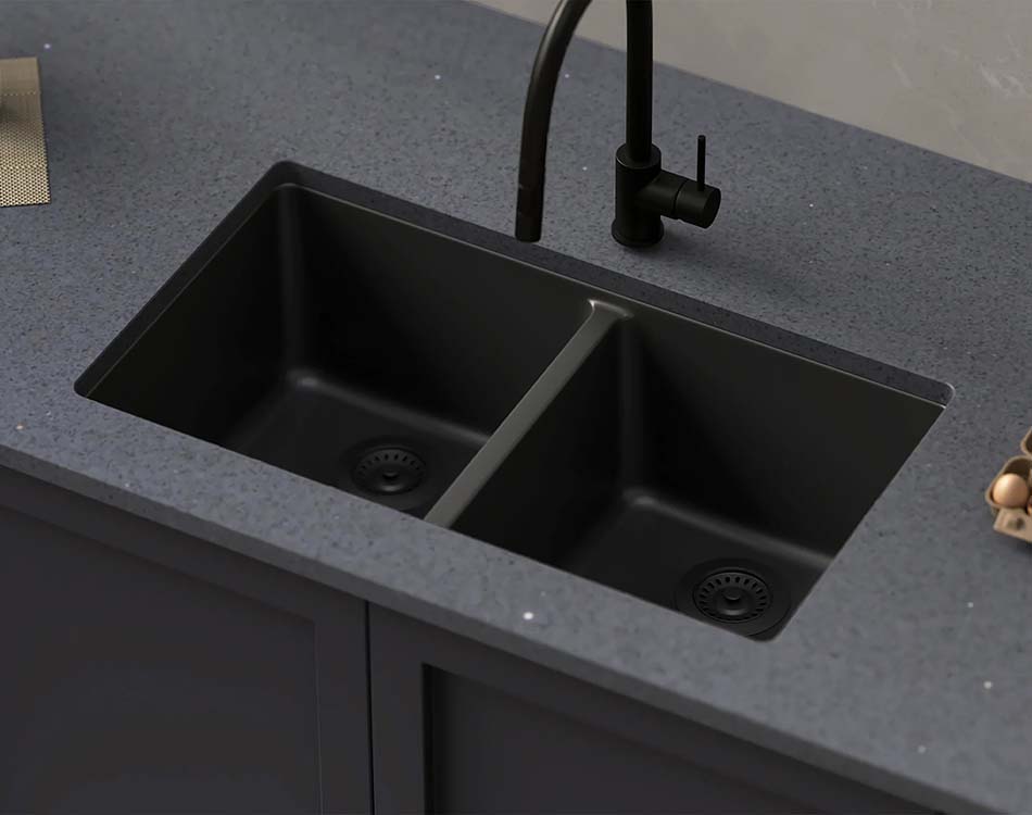 PL-200 Onyx Granite Composite Topmount/Undermount Kitchen Sink 33" x 22" x 9.49"