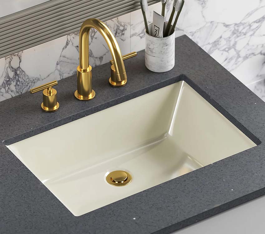 PL-3033 Bone Porcelain Undermount Bathroom Sink 18 1/2" x 11" x 5 1/2"