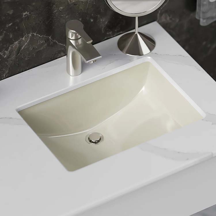 PL-3044 Extra Deep Bone Porcelain Undermount Bathroom Sink 18 1/4" x 12" x 6 1/4"
