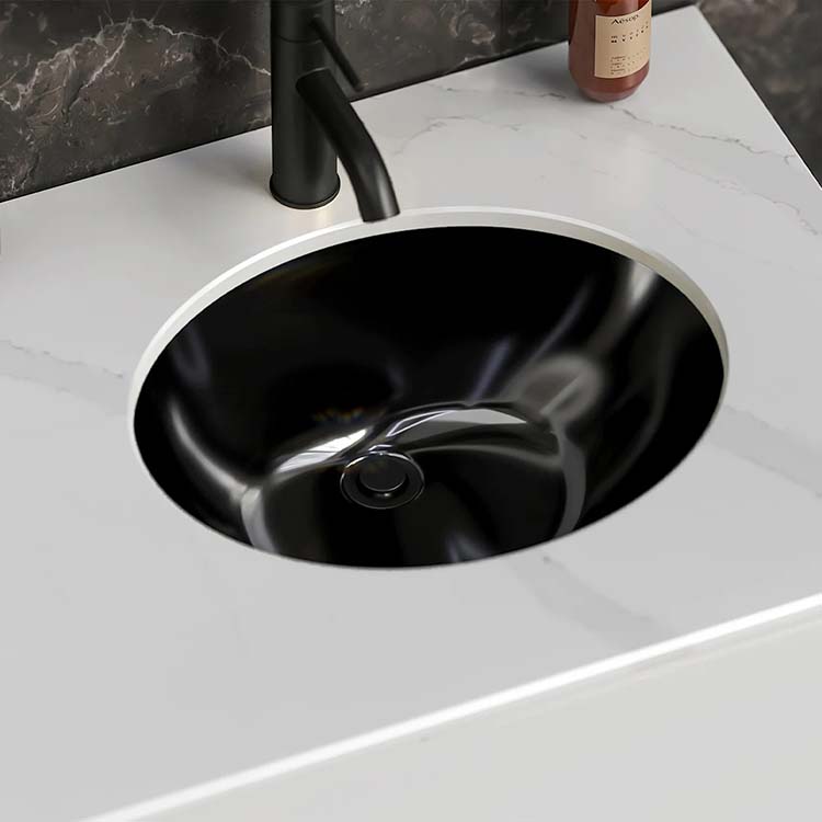 PL-3059 Black Porcelain Undermount Bathroom Sink 17 1/4" x 14" x 5 3/4"