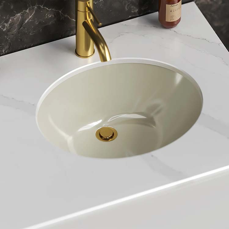 PL-3059 Bone Porcelain Undermount Bathroom Sink 17 1/4" x 14" x 5 3/4"