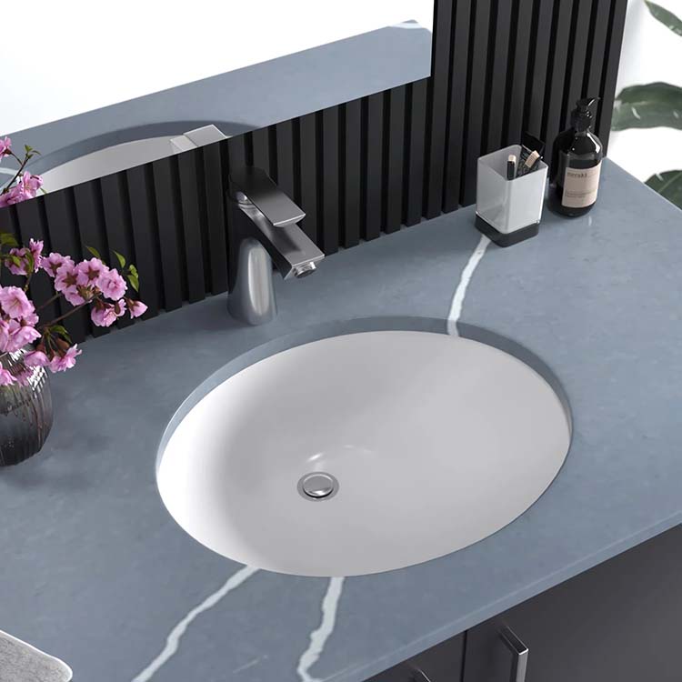 PL-3059 White Porcelain Undermount Bathroom Sink 17 1/4" x 14" x 5 3/4"