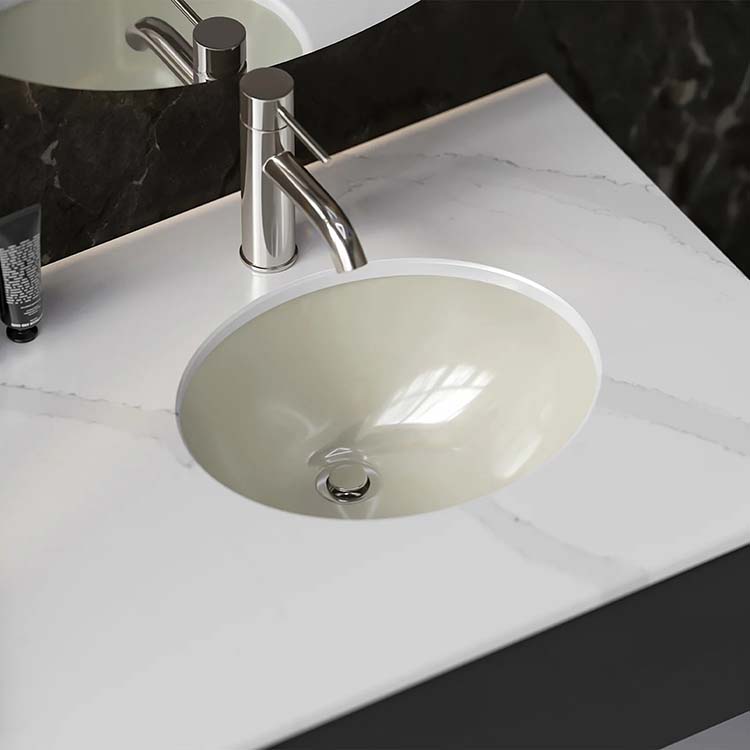 PL-3072 Bone Porcelain Undermount Bathroom Sink 15 1/4" x 12" x 6"