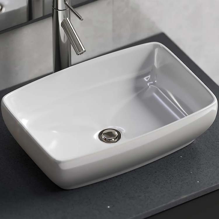 PL-3081 White Porcelain Vessel Bathroom Sink 19 1/4" x 14" x 5 5/8"