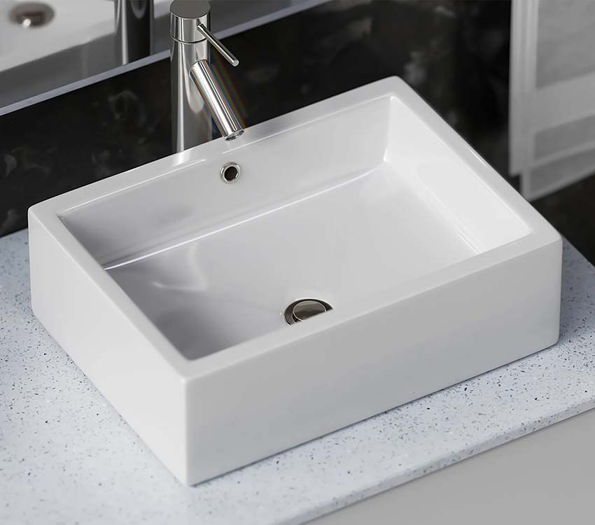 PL-3082 White Porcelain Vessel Bathroom Sink 20 1/4" x 14 1/8" x 5 3/4"