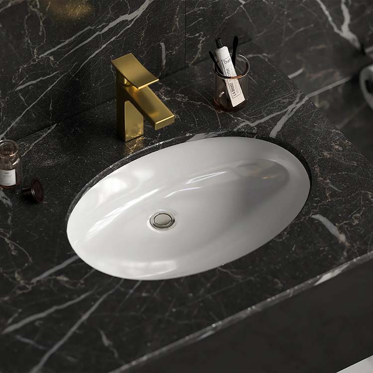 PL-3608 ADA Complaint White Porcelain Undermount Bathroom Sink 16 1/2" x 13 1/2" x 3 1/2"