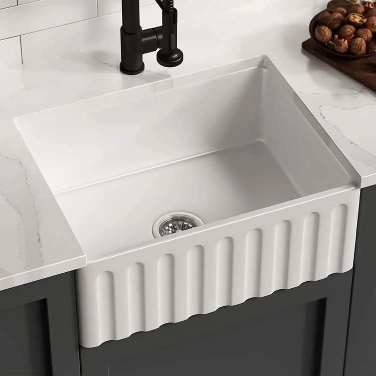 PL-FC2418SB 24" x 18" x 10" Single Bowl Farmhouse Style Fireclay Sink