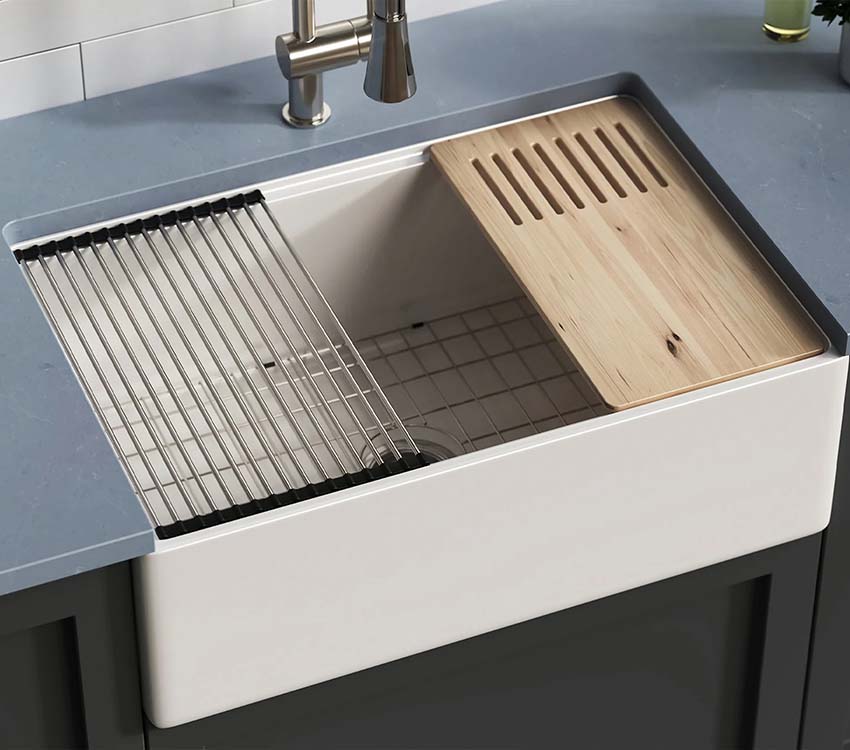 PL-FC3020WS 30" x 20" x 10" Workstation Style Fireclay Sink