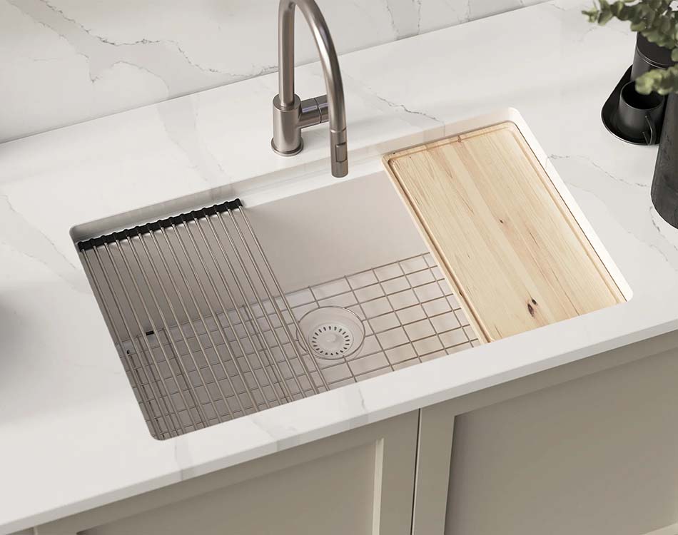 PL-WS400 Alpina Granite Composite Single Bowl Dual Mount Workstation Sink 33" x 22" x 9.50"