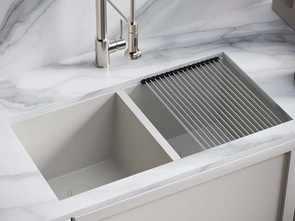 PL-WS500 Alpina Granite Composite Double Bowl Dual Mount Workstation Sink 33" x 22" x 9.50"