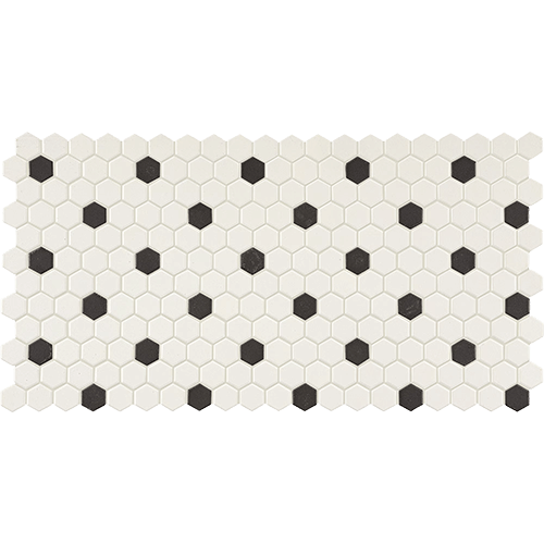 Keystones 1" Hex Arctic White/Black 12" x 21"