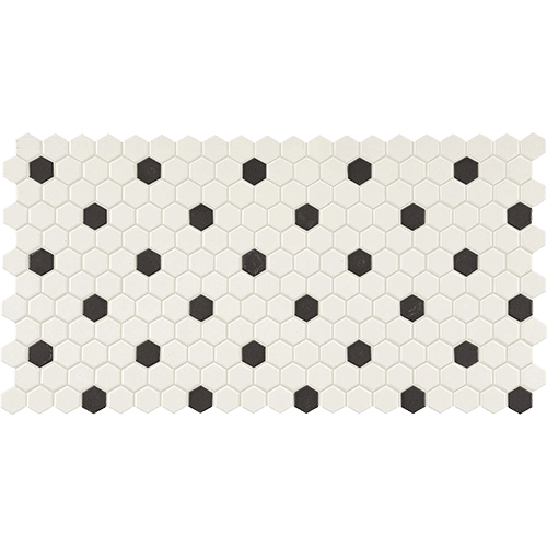 Keystones 2" Hex Arctic White/Black 12" x 24"