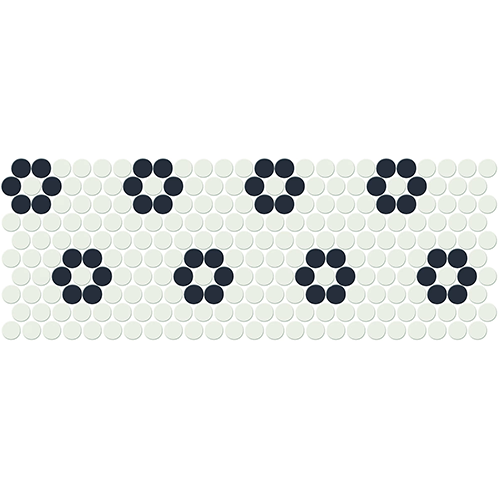 Keystones Penny Rounds Rosette Arctic White/Black 10" x 22"