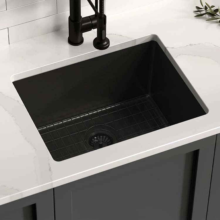 PL-GMB108 R15 Handmade 16 Gauge Gunmetal Black Stainless Steel Undermount Kitchen Sink with Micro Radius Corners