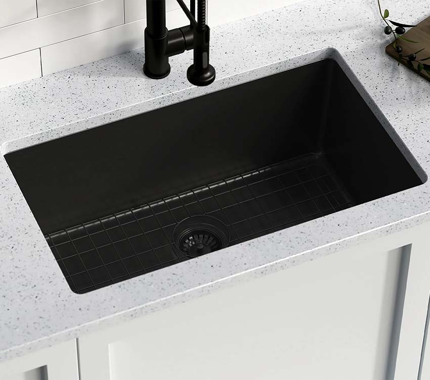 PL-GMB109 R15 16g Handmade 16 Gauge Gunmetal Black Stainless Steel Undermount Kitchen Sink with Micro Radius Corners