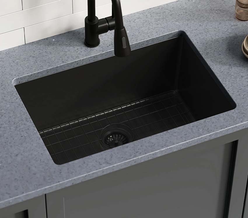 PL-GMB111 R15 16g Handmade 16 Gauge Gunmetal Black Stainless Steel Undermount Kitchen Sink witch Micro Radius Corners