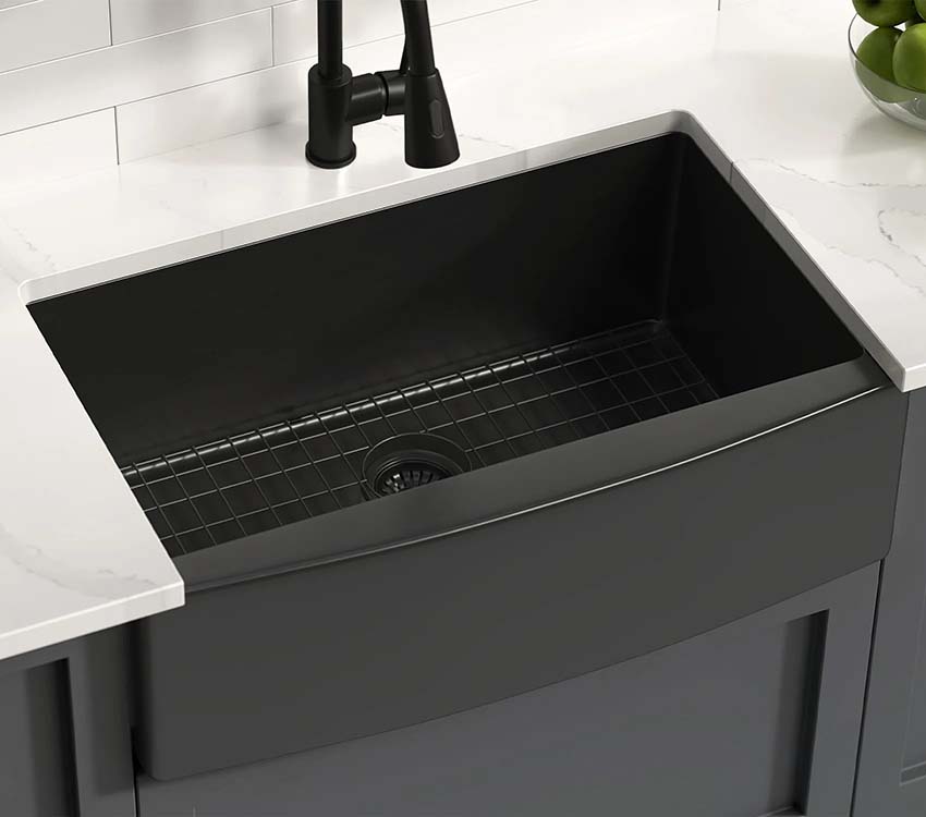 PL-GMB122 R15 16g Handmade 16 Gauge Gunmetal Black Stainless Steel Undermount Kitchen Sink with Micro Radius Corners