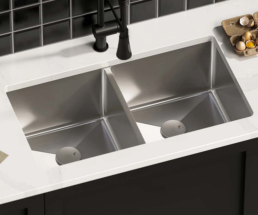 PL-HA117 R15 16g Handmade 16 Gauge Stainless Steel Undermount Sink with Micro Radius Corners