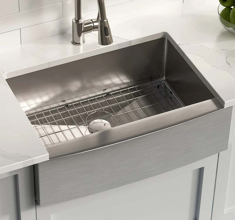 PL-HA118 R15 16g Handmade 16 Gauge Stainless Steel Farmhouse Kitchen Sink with Micro Radius Corners