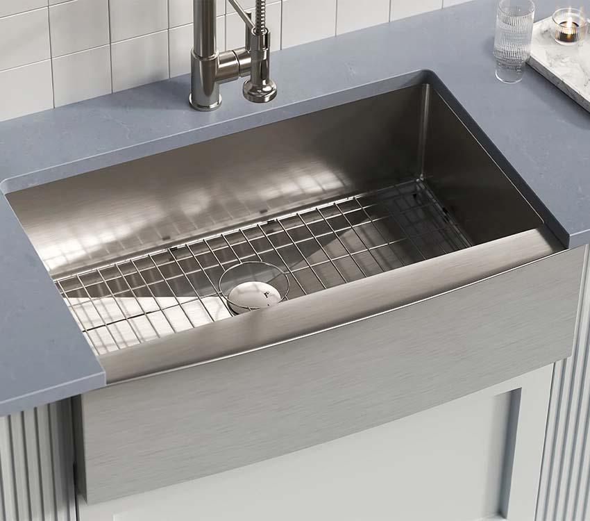 PL-HA122 R15 16g Handmade 16 Gauge Stailess Steel Farmhouse Kitchen Sink with Micro Radius Corners