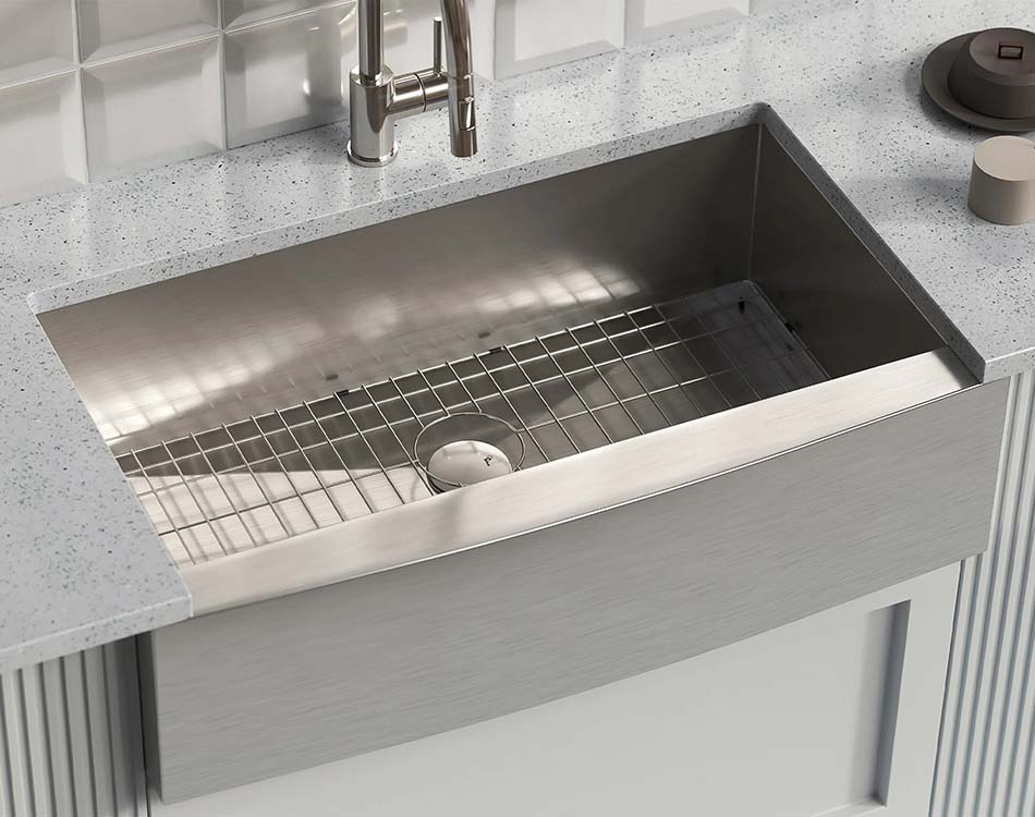 PL-HA124 R0 16g Handmade 16 Gauge Stainless Steel Farmhouse Kitchen Sink with Zero Radius Corners
