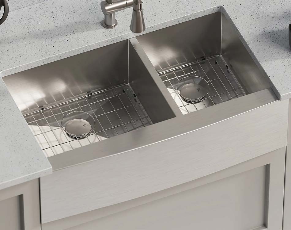 PL-HA125 R0 16g Handmade 16 Gauge Stainless Steel Farmhouse Kitchen Sink with Zero Radius Corners