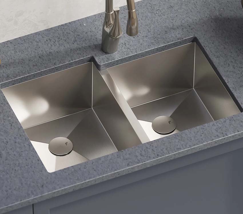PL-HA126 R0 Handmade Stainless Steel Undermount Kitchen Sink with Zero Radius Corners