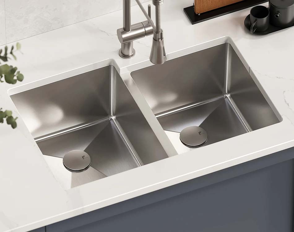 PL-HA126 R15 16g Handmade 16 Gauge Stainless Steel Undermount Kitchen Sink with Micro Radius Corners