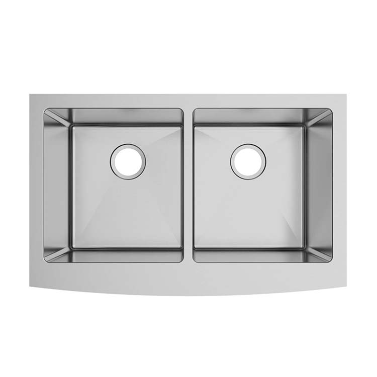 PL-HA128_C PL-HA128 R15 16g Handmade 16 Gauge Stainless Steel Farmhouse Kitchen Sink with Micro Radius Corners