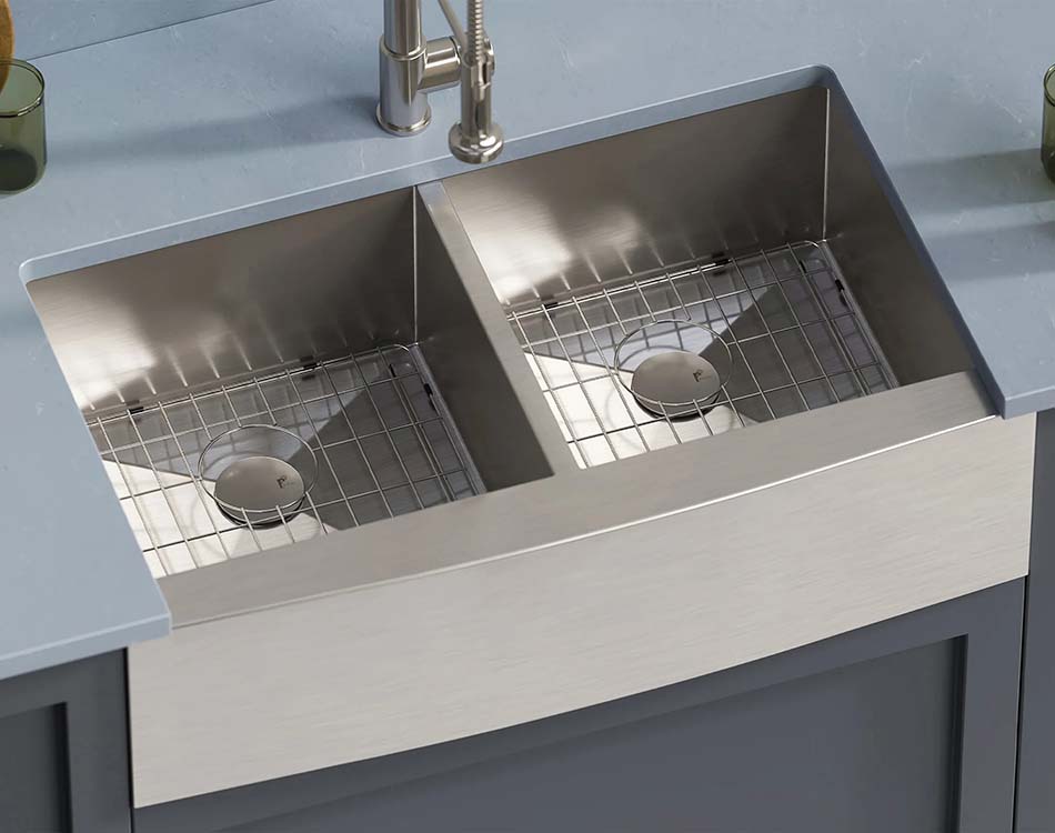 PL-HA130 R0 16g Handmade 16 Gauge Stainless Steel Farmhouse Kitchen Sink with Zero Radius Corners