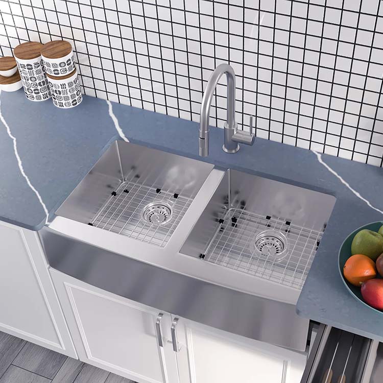 PL-HA130_B PL-HA130 R0 16g Handmade 16 Gauge Stainless Steel Farmhouse Kitchen Sink with Zero Radius Corners