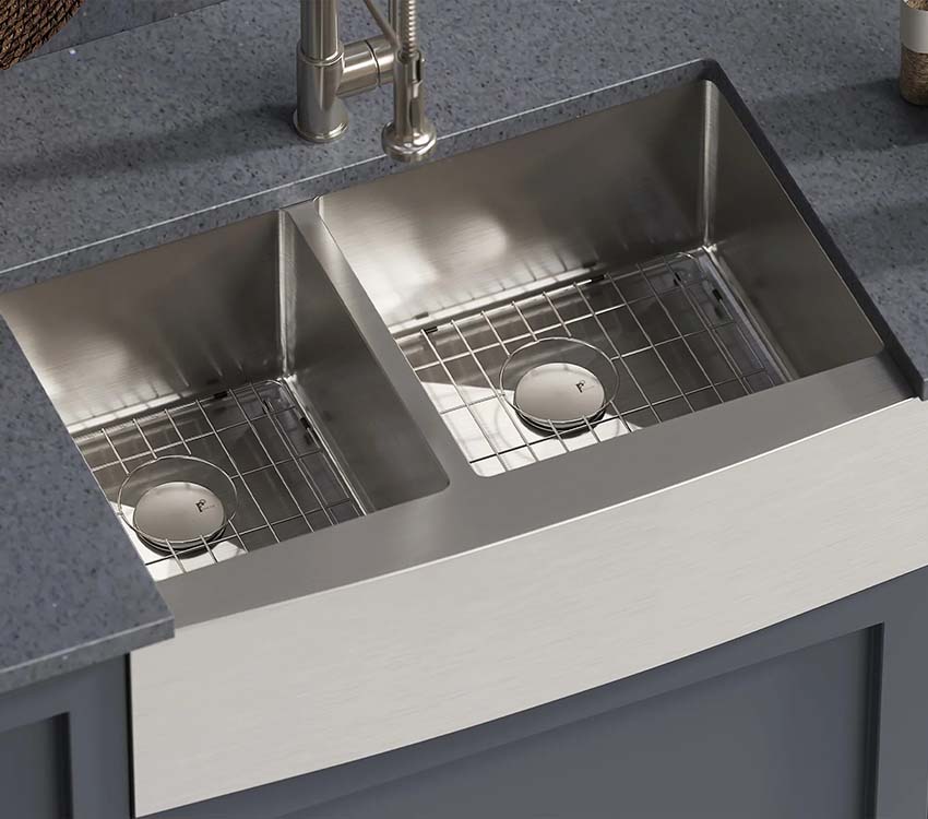 PL-HA139 R15 16g Handmade 16 Gauge Stainless Steel Farmhouse Kitchen Sink with Micro Radius Corner