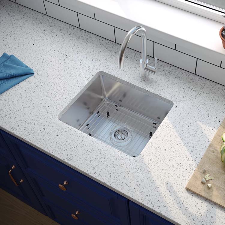 PL-VR1816R20_B PL-VR1816 R20 18 Gauge Stainless Steel Undermount Kitchen Sink 18" x 16" with Low Radius Corners