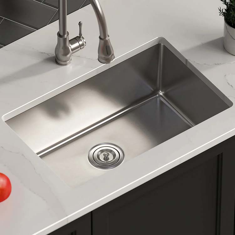 PL-VR2718 R20 18 Gauge Stainless Steel Undermount Kitchen Sink 27" x 18" with Low Radius Corners