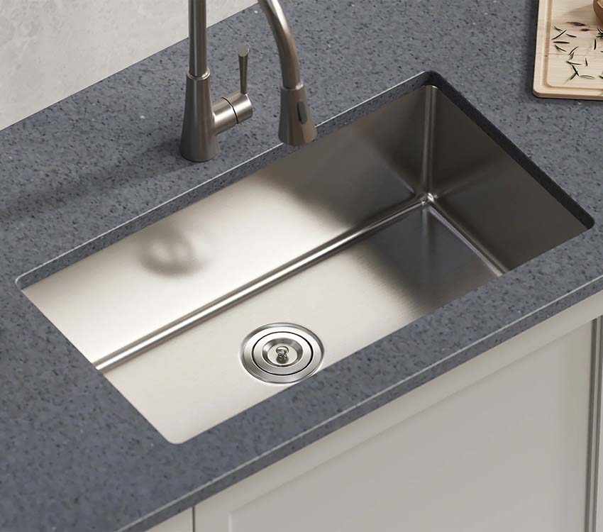 PL-VR3118 R20 18 Gauge Stainless Steel Undermount Kitchen Sink 31" x 18" with Low Radius Corners