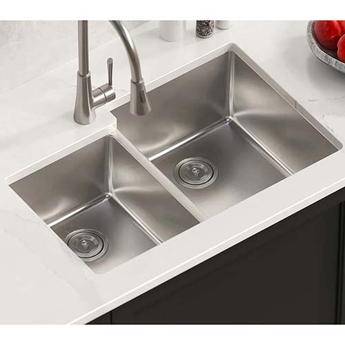 PL-VR4060 R20 18 Gauge Stainless Steel Undermount Kitchen Sink 31 1/2" x 20 1/2" with Low Radius Corners