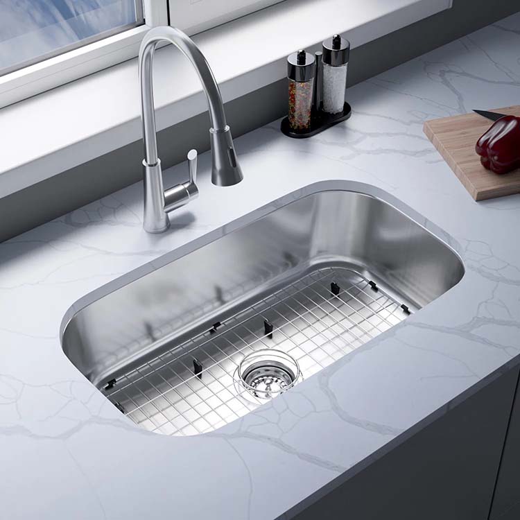 PL-VS3018_C PL-VS3018 16/18 Gauge Stainless Steel Single Bowl Undermount Kitchen Sink